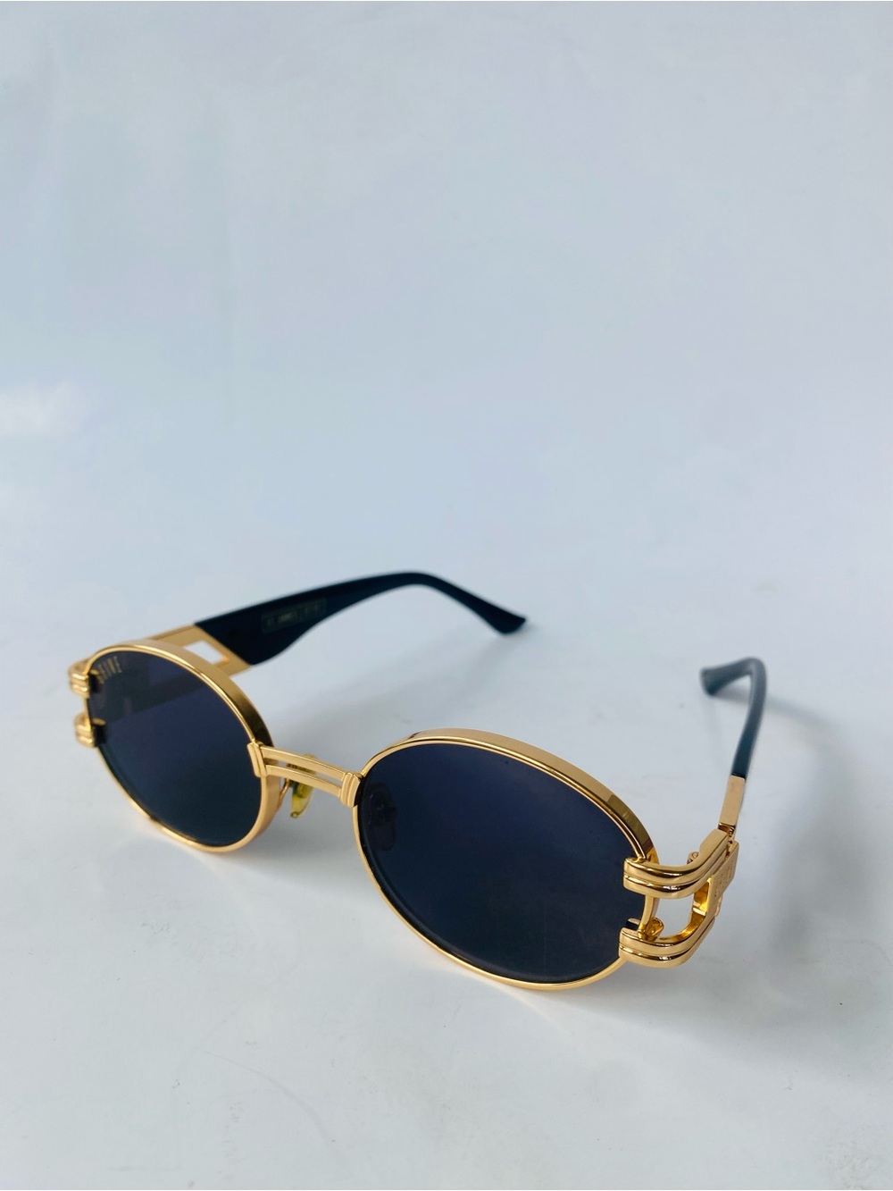 9Five St James Sunglasses In 24K Gold Plate And Black